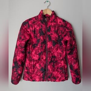 The North face multicolor pink red black camo quilted  full zipper women size XS